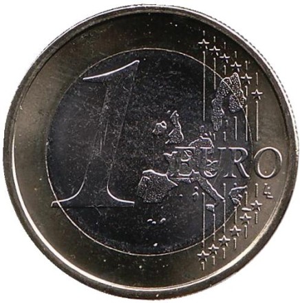 Монета 1 евро. 2004 год (D), Германия. Монета 1 евро. 2004 год (D), Германия.