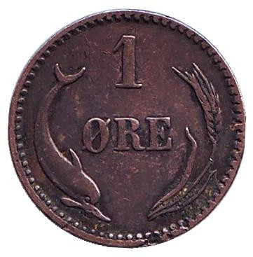 Монета 1 эре. 1891 год, Дания.