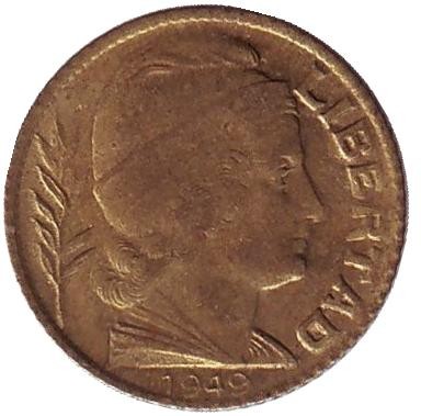 Монета 5 сентаво. 1949 год, Аргентина. Монета 5 сентаво. 1949 год, Аргентина.