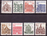 Марки почтовые. Серия из 8 штук. 1964-1965 гг., ФРГ. Немецкая архитектура с 12-го века. Марки почтовые. Серия из 8 штук. 1964-1965 гг., ФРГ. Немецкая архитектура с 12-го века.