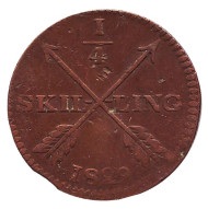 Монета 1/4 скиллинга. 1829 год, Швеция. Монета 1/4 скиллинга. 1829 год, Швеция.