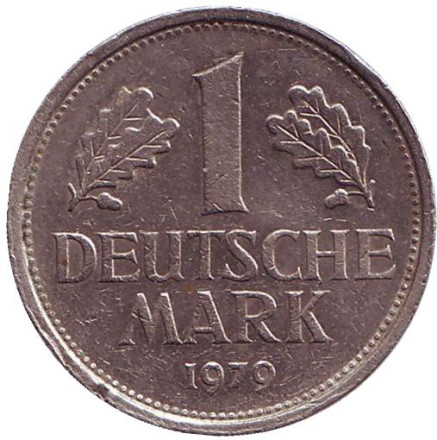 Монета 1 марка. 1979 год (F), ФРГ. Из обращения.