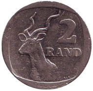 Монета 2 ранда. 2002 год, ЮАР. Антилопа. Монета 2 ранда. 2002 год, ЮАР. Антилопа.