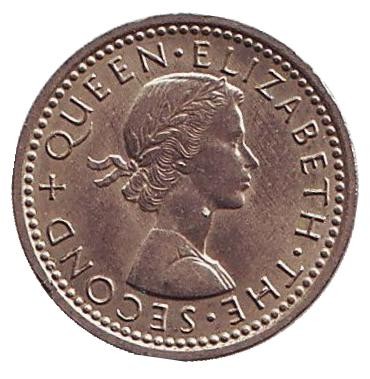 Монета 3 пенса. 1964 год, Родезия и Ньясаленд. Глориоза (Пламенная лилия).