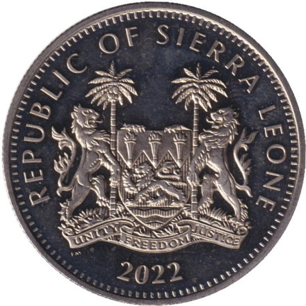 Монета 1 доллар. 2022 год, Сьерра-Леоне. Дикая пятерка. Жираф.