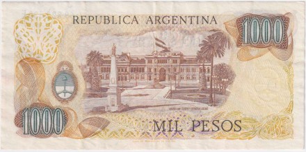 Банкнота 1000 песо. 1976-1983 гг., Аргентина. P-304b(2). Банкнота 1000 песо. 1976-1983 гг., Аргентина. P-304b(2).