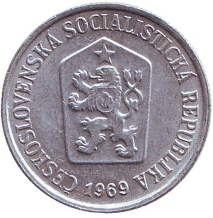 Монета 10 геллеров. 1969 год, Чехословакия.