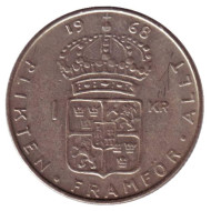 Монета 1 крона. 1968 год, Швеция. Густав VI. Монета 1 крона. 1968 год, Швеция. Густав VI.