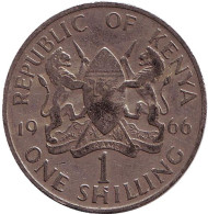 Монета 1 шиллинг. 1966 год, Кения. Монета 1 шиллинг. 1966 год, Кения.
