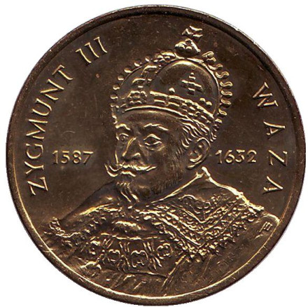 Монета 2 злотых. 1998 год, Польша. Сигизмунд III Ваза.