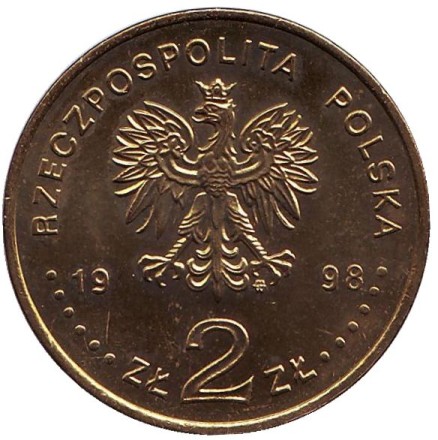 Монета 2 злотых. 1998 год, Польша. Сигизмунд III Ваза.
