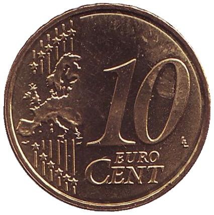 Монета 10 центов. 2008 год, Кипр. Монета 10 центов. 2008 год, Кипр.