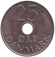 Монета 25 эре. 1987 год, Дания. Монета 25 эре. 1987 год, Дания.