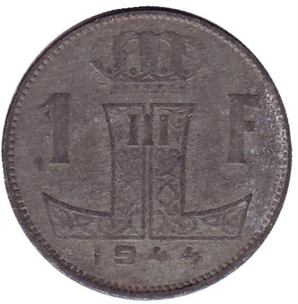Монета 1 франк. 1944 год, Бельгия.