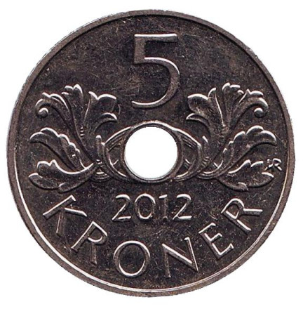 Монета 5 крон. 2012 год, Норвегия.