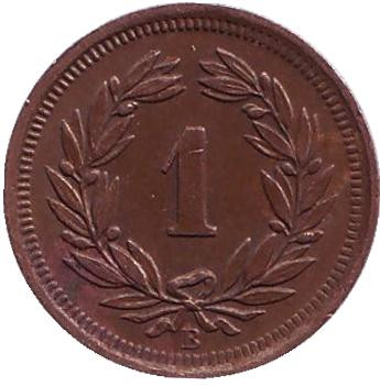 Монета 1 раппен. 1940 год, Швейцария.