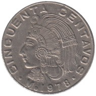 Монета 50 сентаво. 1978 год, Мексика. Индеец.