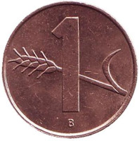 Монета 1 раппен. 1967 год, Швейцария.