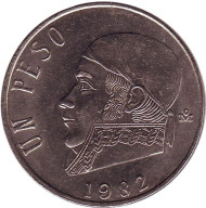 Монета 1 песо. 1982 год, Мексика. (закрытая 8). Хосе Мария Морелос. Монета 1 песо. 1982 год, Мексика. (закрытая 8). Хосе Мария Морелос.