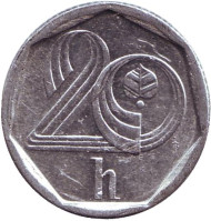 Монета 20 геллеров. 1996 год, Чехия. Монета 20 геллеров. 1996 год, Чехия.