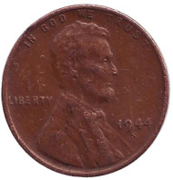 Монета 1 цент. 1944 год (S), США. Линкольн. Монета 1 цент. 1944 год (S), США. Линкольн.