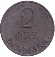 Монета 2 эре. 1954 год, Дания. Монета 2 эре. 1954 год, Дания.