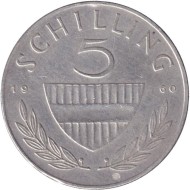 Монета 5 шиллингов. 1960 год, Австрия. Всадник.