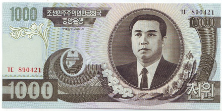 Банкнота 1000 вон. 2002 год, Северная Корея.