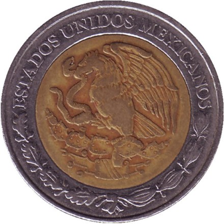 Монета 5 песо. 1997 год, Мексика.