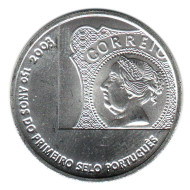 Монета 5 евро, 2003 год, Португалия. 150 лет португальским почтовым маркам.
