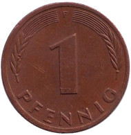 Монета 1 пфенниг. 1979 год (F), ФРГ. Дубовые листья. Монета 1 пфенниг. 1979 год (F), ФРГ. Дубовые листья.