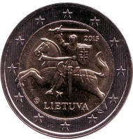 Монета 2 евро. 2015 год, Литва. Монета 2 евро. 2015 год, Литва.