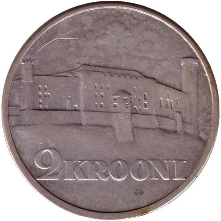 Монета 2 кроны, 1930 год, Эстония. Замок Тоомпеа (Toompea) в Таллине.