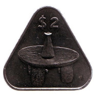 Монета 2 доллара. 2010 год, Острова Кука. Коническая ваза на столике. Монета 2 доллара. 2010 год, Острова Кука. Коническая ваза на столике.