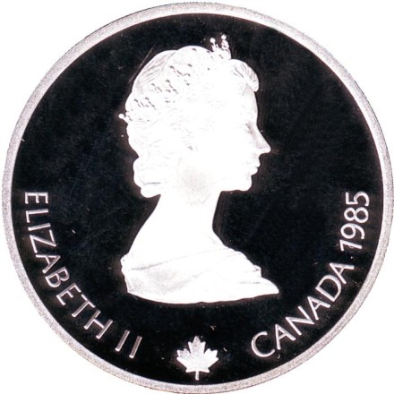 Монета 20 долларов. 1985 год, Канада. XV зимние Олимпийские Игры, Калгари 1988 - Горные лыжи. Монета 20 долларов. 1985 год, Канада. XV зимние Олимпийские Игры, Калгари 1988 - Горные лыжи.