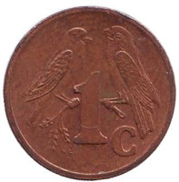 Южноафриканские (Капские) воробьи. Монета 1 цент. 2000 год, ЮАР. (Новый тип)