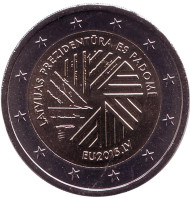 Монета 2 евро, 2015 год, Латвия. Председательство Латвии в Совете ЕС. Монета 2 евро, 2015 год, Латвия. Председательство Латвии в Совете ЕС.