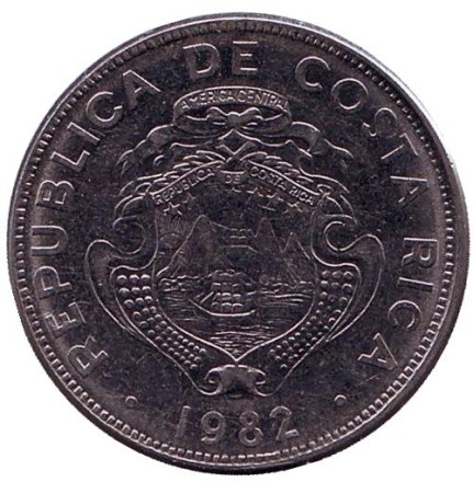 Монета 2 колона. 1982 год, Коста-Рика. Монета 2 колона. 1982 год, Коста-Рика.