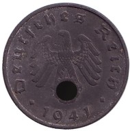 Монета 10 рейхспфеннигов. 1941 год, Германия (Третий Рейх). (A). Монета 10 рейхспфеннигов. 1941 год, Германия (Третий Рейх). (A).