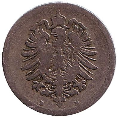Монета 5 пфеннигов. 1875 год (B), Германская империя.
