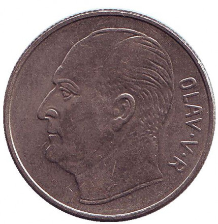 Монета 1 крона. 1973 год, Норвегия. Лошадь.