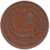Монета 1 цент. 1961 год, Восточно-Карибские государства.