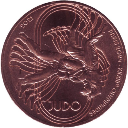 Монета 1/4 евро. 2021 год, Франция. XXXIII летние Олимпийские игры, Париж 2024. Дзюдо.