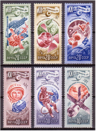 20-летие освоения космоса. Марки почтовые. Серия из 6 штук. 1977 год, СССР. 20-летие освоения космоса. Марки почтовые. Серия из 6 штук. 1977 год, СССР.