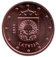 Монета 1 цент, 2014 год, Латвия. Монета 1 цент, 2014 год, Латвия.