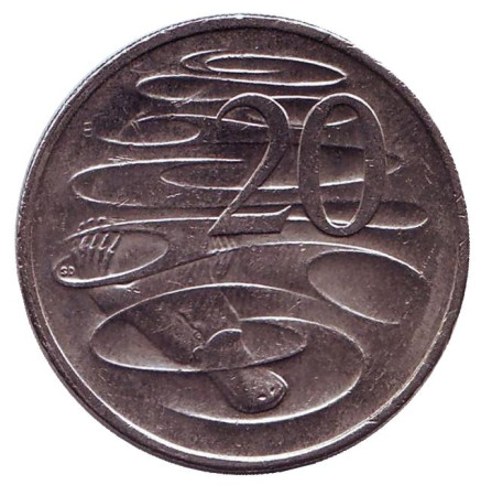 Монета 20 центов. 2015 год, Австралия. Утконос.