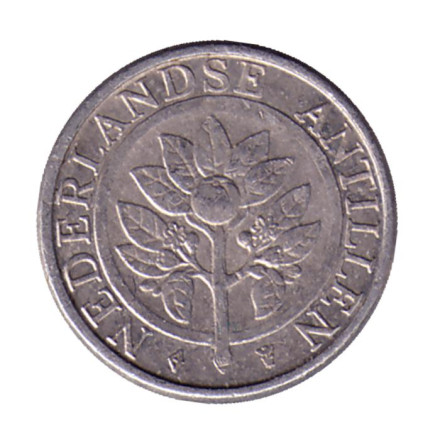 Монета 1 цент. 1998 год, Нидерландские Антильские острова. Цветок апельсинового дерева.