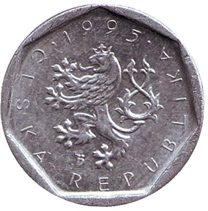 Монета 20 геллеров. 1995 год (b), Чехия. Монета 20 геллеров. 1995 год (b), Чехия.