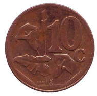 Монета 10 центов. 2013 год, Южная Африка. Лилия.