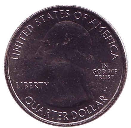 Монета 25 центов (D). 2018 год, США. Национальное убежище дикой природы острова Блок. Парк № 45.